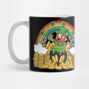 St Patricks Day Leprechaun with Beer and Gold Mug